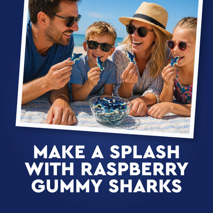 Blue Raspberry Gummy Sharks – 1 Pound Bag Soft Chewy Shark Gummy Candy, Blue Candy Sharks For Parties, Ocean-Theme Snacks, Sour Gummies Lovers, And More