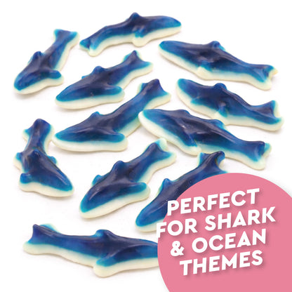 Blue Raspberry Gummy Sharks – 1 Pound Bag Soft Chewy Shark Gummy Candy, Blue Candy Sharks For Parties, Ocean-Theme Snacks, Sour Gummies Lovers, And More