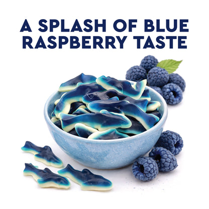 Blue Raspberry Gummy Sharks – 1 Pound Bag Soft Chewy Shark Gummy Candy, Blue Candy Sharks For Parties, Ocean-Theme Snacks, Sour Gummies Lovers, And More
