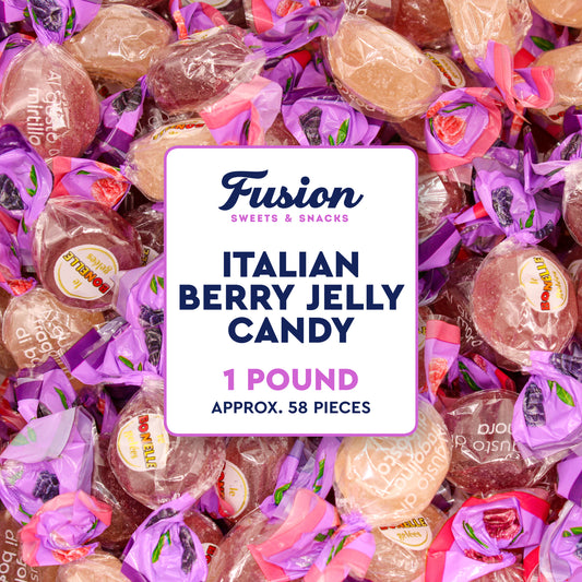 Bonelle Italian Berry Jelly Candy 1lb Dye Free Candy Individually Wrapped | Blackberry, Gooseberry, Blueberry & Raspberry - Vegan Italian Fruit Jelly, Gluten Free Treat, Bulk Assorted Mix