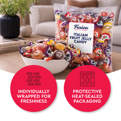 Bonelle Italian Fruit Jelly Candy - 1 Pound Bulk Bag (Approx 60 Pieces), Italian Candy, Jelly Candies Gluten Free & Vegan Individually Wrapped Treats