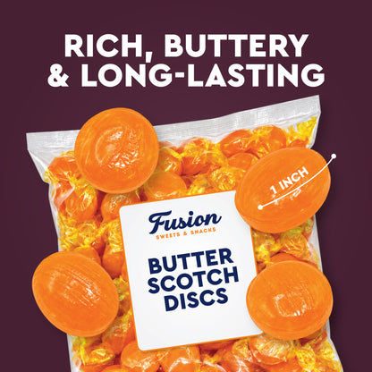 Butterscotch Hard Candy Discs, 2 Pounds Bulk, Individually Wrapped | Old Fashioned Butterscotch Hard Candy, Approx. 150 Pieces, Yellow Classic Buttery Treats