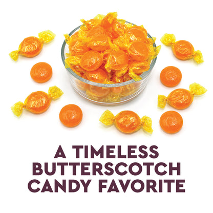 Butterscotch Hard Candy Discs, 2 Pounds Bulk, Individually Wrapped | Old Fashioned Butterscotch Hard Candy, Approx. 150 Pieces, Yellow Classic Buttery Treats