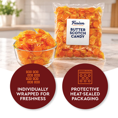 Butterscotch Discs Hard Candy, 2 Pound Bulk Bag, Individually Wrapped | Old-Fashioned Butterscotch Hard Candy with Rich Buttery Flavor, Perfect for Candy Bowls, Parties, Offices & Everyday Snacking