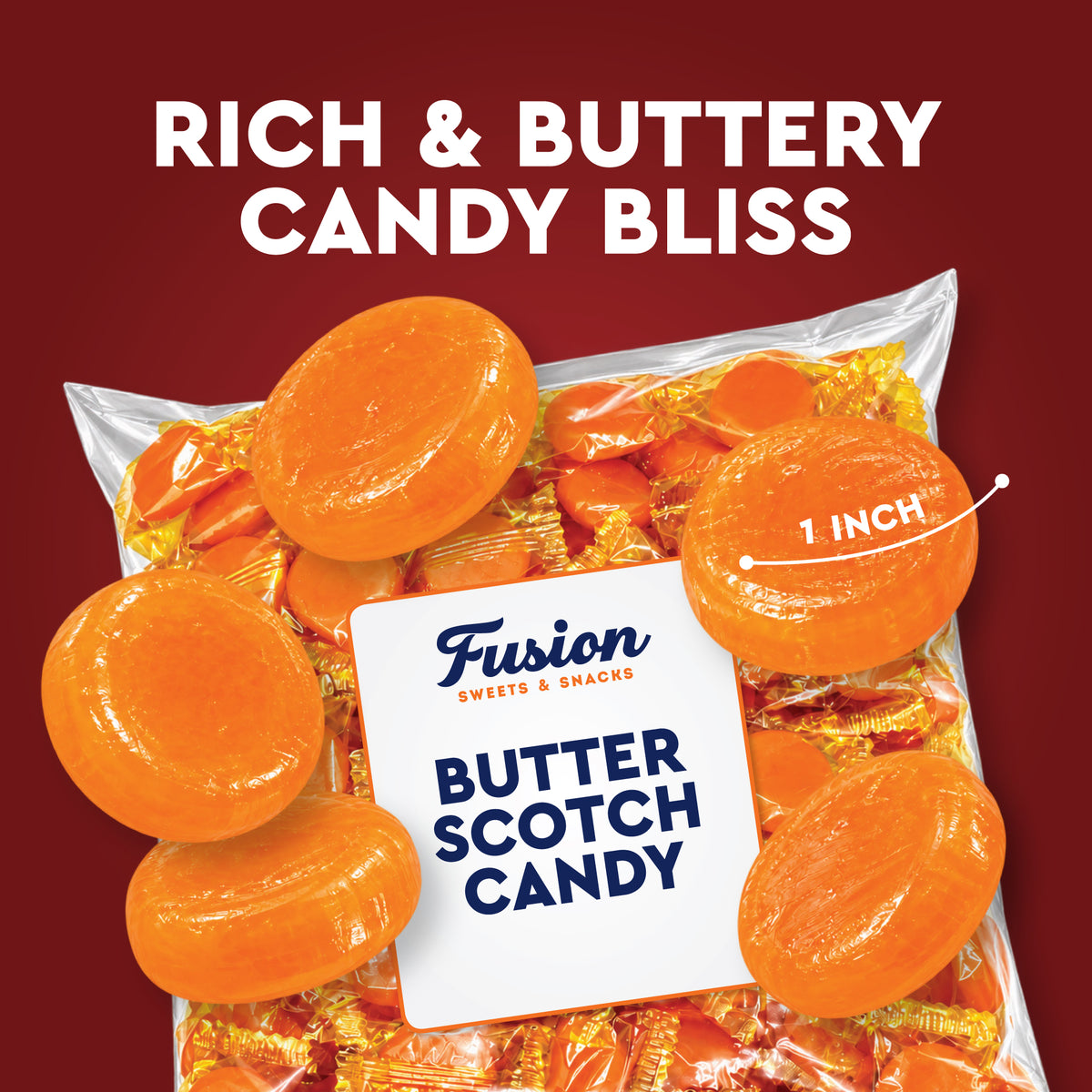 Butterscotch Discs Hard Candy, 1 Pound Bag, Individually Wrapped | Old-Fashioned Butterscotch Hard Candy with Rich Buttery Flavor, Perfect for Candy Bowls, Parties, Offices & Everyday Snacking