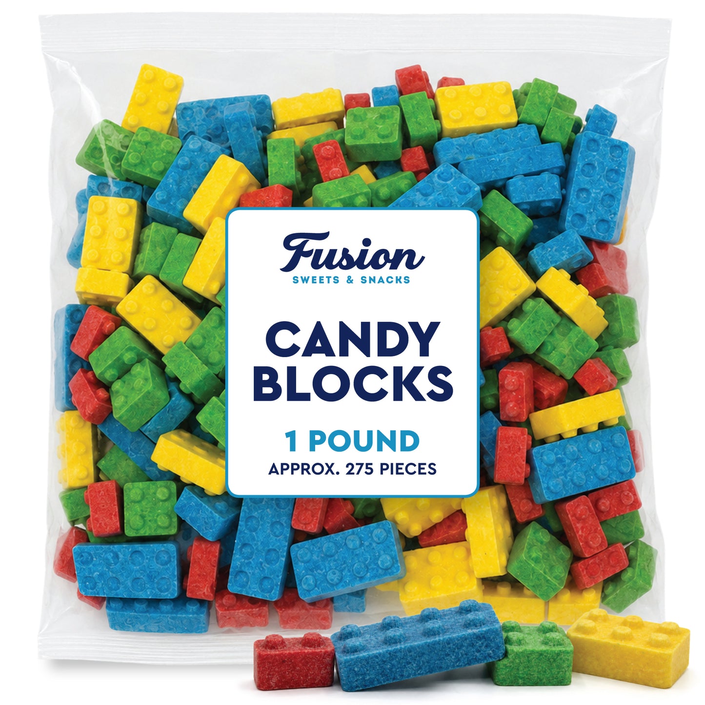 Candy Blocks - 1 Pound, Building Blocks Assorted Fruit Flavor Block Candy