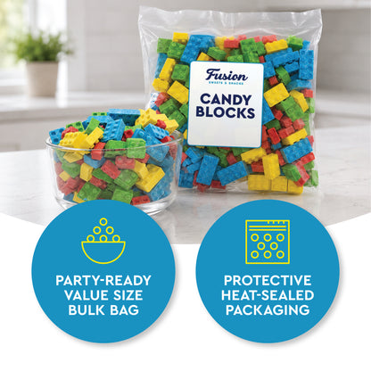 Candy Blocks - 1 Pound, Building Blocks Assorted Fruit Flavor Block Candy