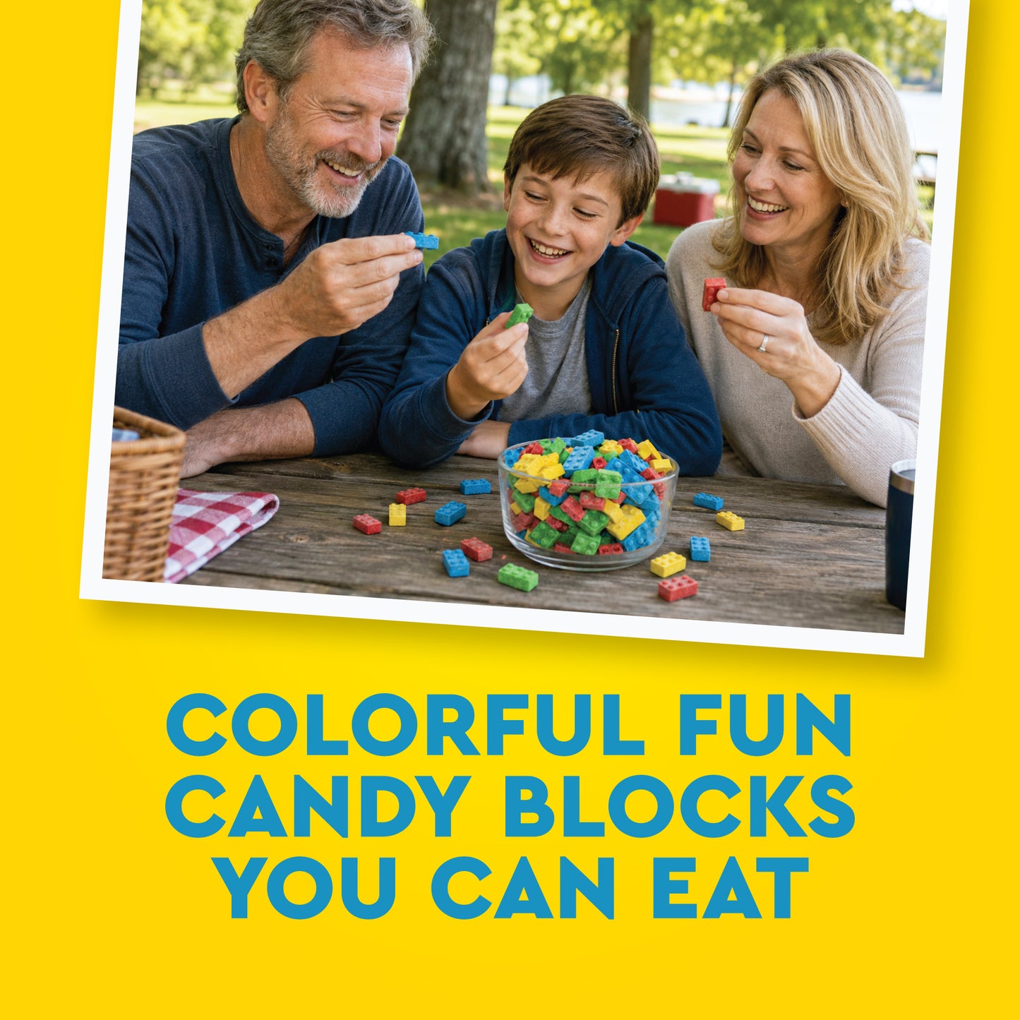 Candy Blocks - 1 Pound, Building Blocks Assorted Fruit Flavor Block Candy