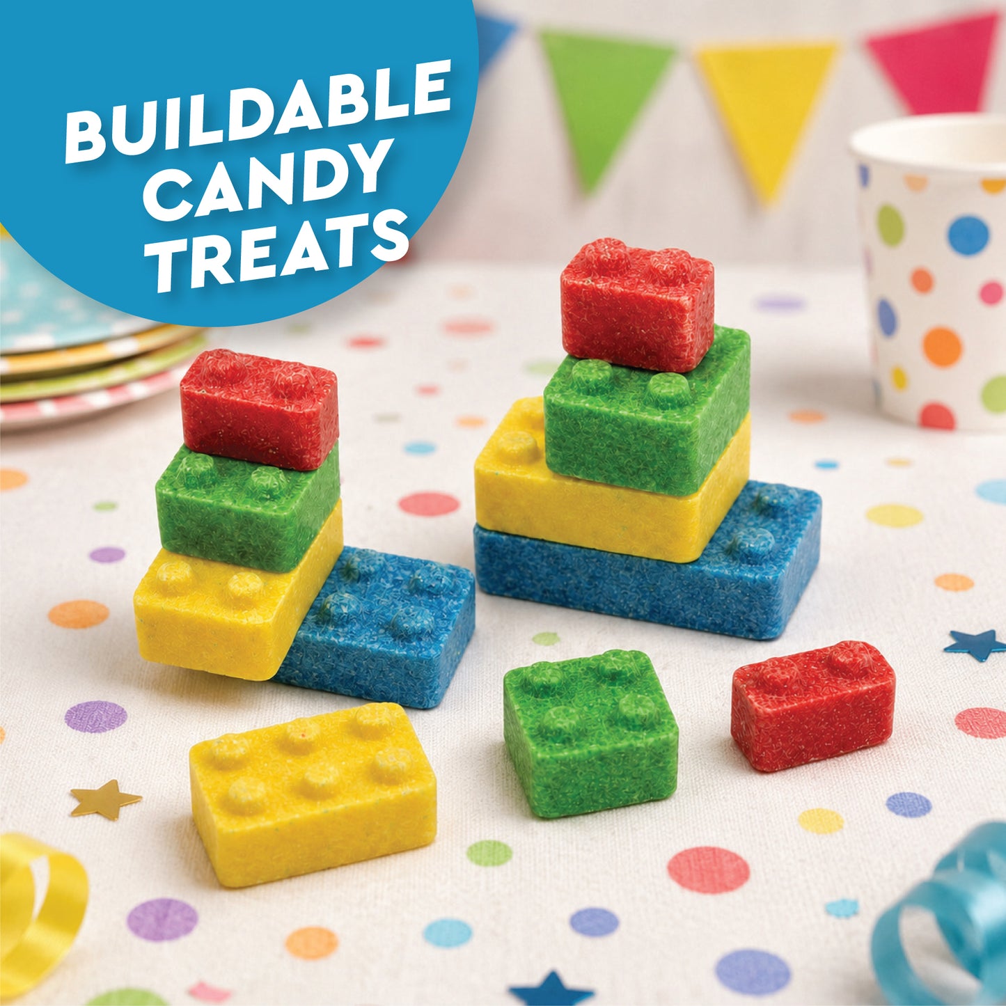 Candy Blocks - 1 Pound, Building Blocks Assorted Fruit Flavor Block Candy