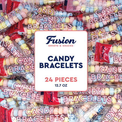 Candy Bracelets Bulk Individually Wrapped - 24 Count Retro Vintage Pastel Jewelry Candy Bracelet for Kids Birthday Goodie Bags, Easter Basket Fillers, Halloween Pinata Stuffers, Valentine Classroom Party Favors