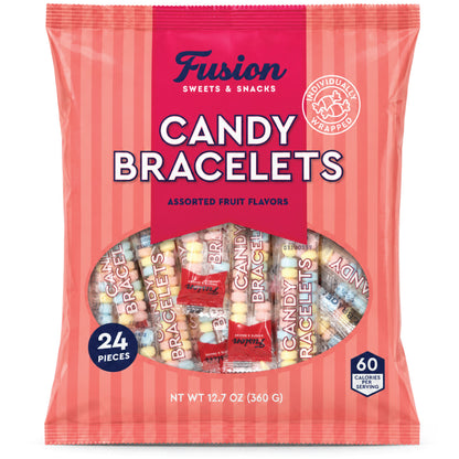 Candy Bracelets Bulk Individually Wrapped - 24 Count Retro Vintage Pastel Jewelry Candy Bracelet for Kids Birthday Goodie Bags, Easter Basket Fillers, Halloween Pinata Stuffers, Valentine Classroom Party Favors
