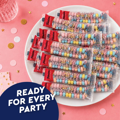 Candy Bracelets Bulk Individually Wrapped - 24 Count Retro Vintage Pastel Jewelry Candy Bracelet for Kids Birthday Goodie Bags, Easter Basket Fillers, Halloween Pinata Stuffers, Valentine Classroom Party Favors