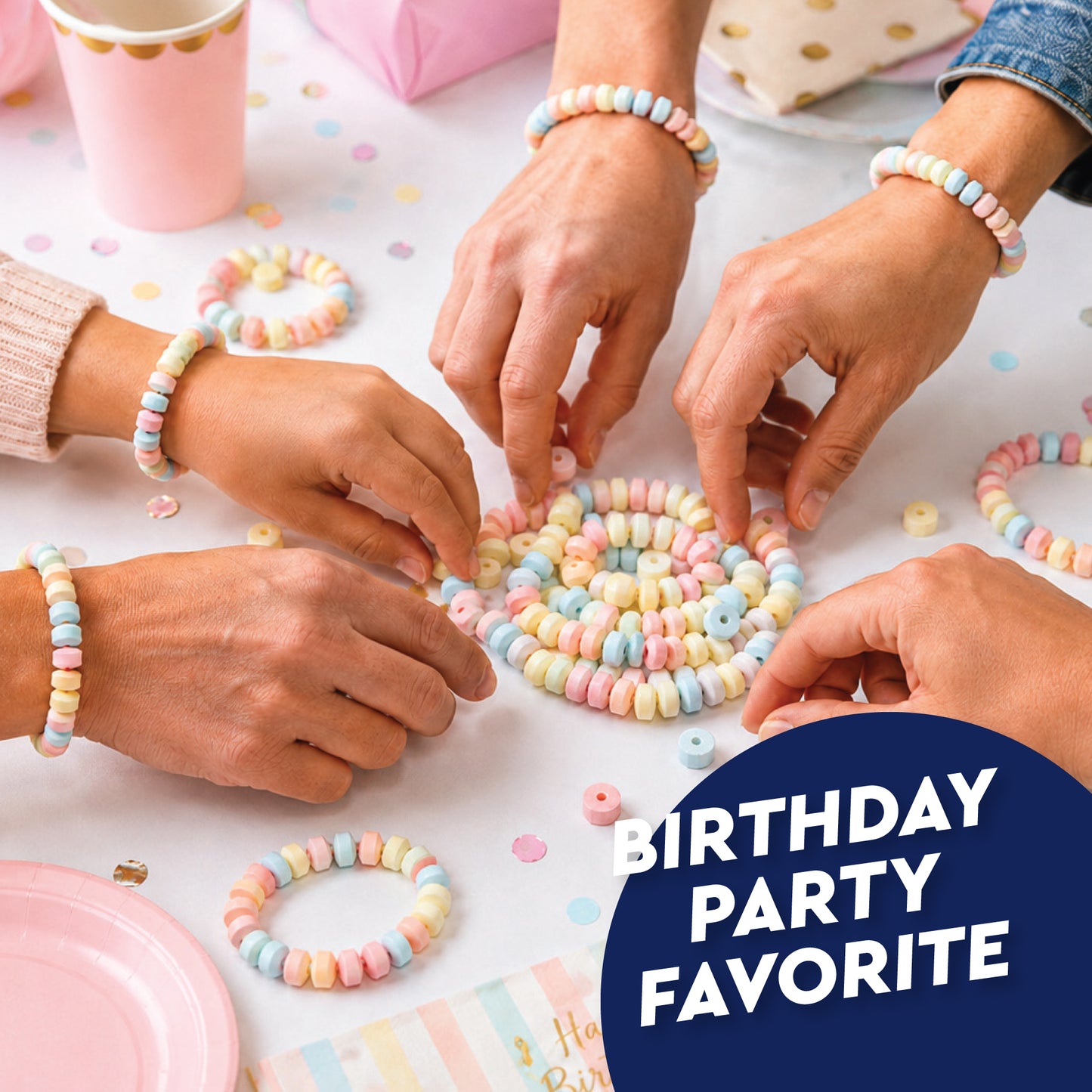 Candy Bracelets Bulk Individually Wrapped - 24 Count Retro Vintage Pastel Jewelry Candy Bracelet for Kids Birthday Goodie Bags, Easter Basket Fillers, Halloween Pinata Stuffers, Valentine Classroom Party Favors