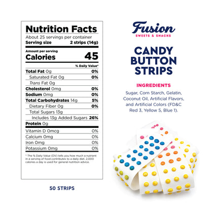 Candy Buttons Strips, Rainbow Buttons on Paper, Approximately 50 Strips of Fruit Flavor Vintage Dots Candy, Rainbow Candies