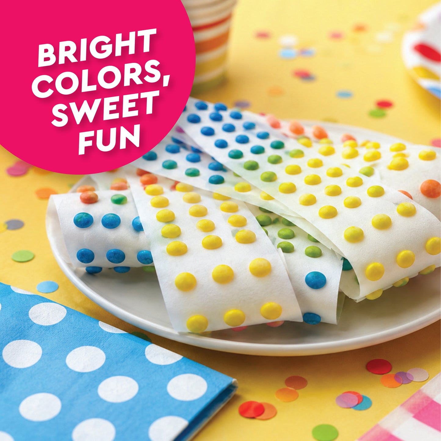 Candy Buttons Strips, Rainbow Buttons on Paper, Approximately 50 Strips of Fruit Flavor Vintage Dots Candy, Rainbow Candies