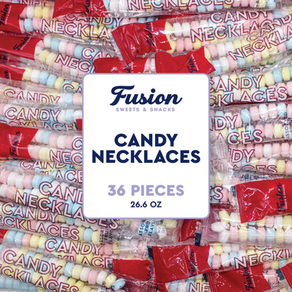 Candy Necklaces 36ct Individually Wrapped Assorted Fruit Flavors | Candy Jewelry for Kids Birthday Party Favor | Retro 80s 90s Bulk Bracelets Goodie Bag | Easter Halloween Valentine