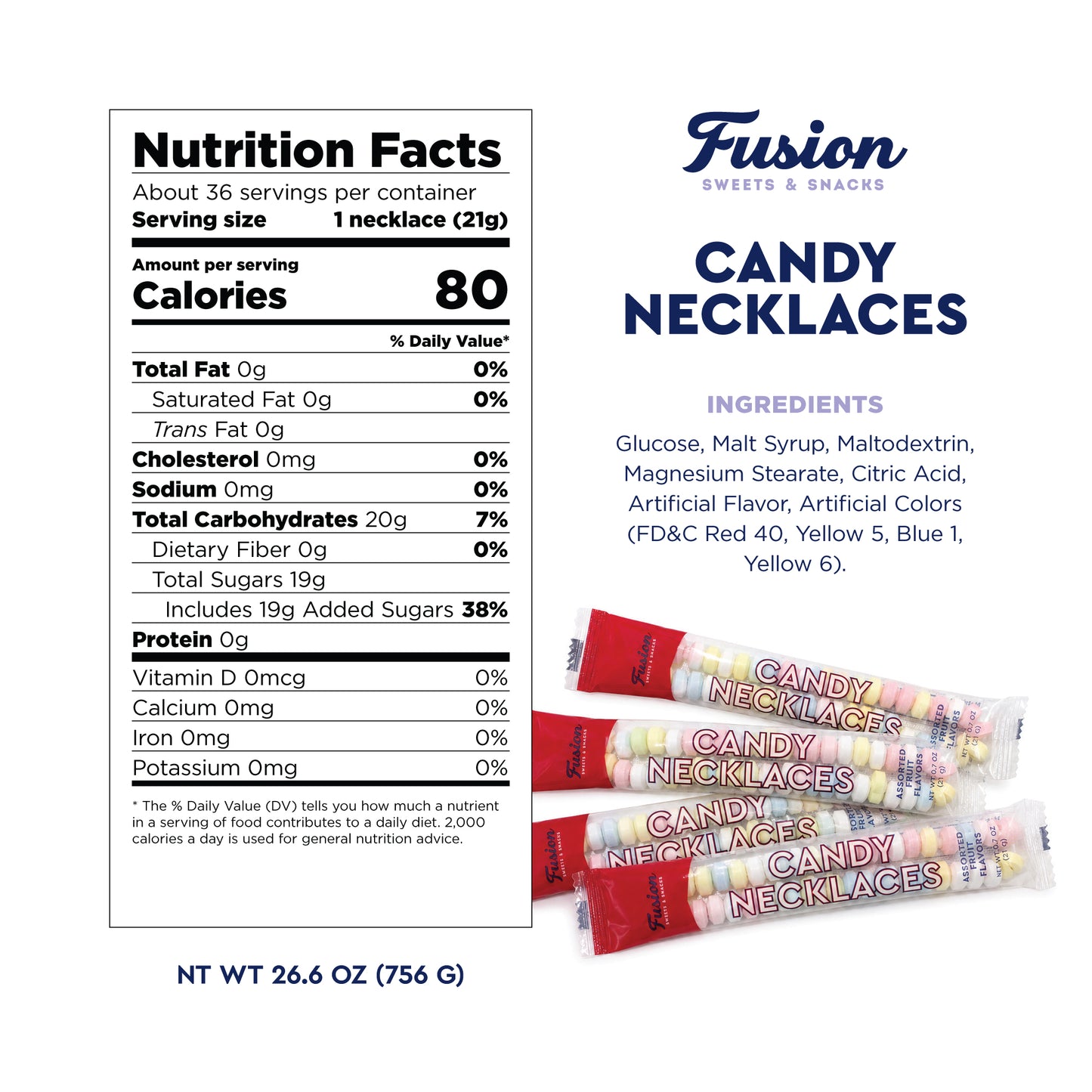 Candy Necklaces 36ct Individually Wrapped Assorted Fruit Flavors | Candy Jewelry for Kids Birthday Party Favor | Retro 80s 90s Bulk Bracelets Goodie Bag | Easter Halloween Valentine