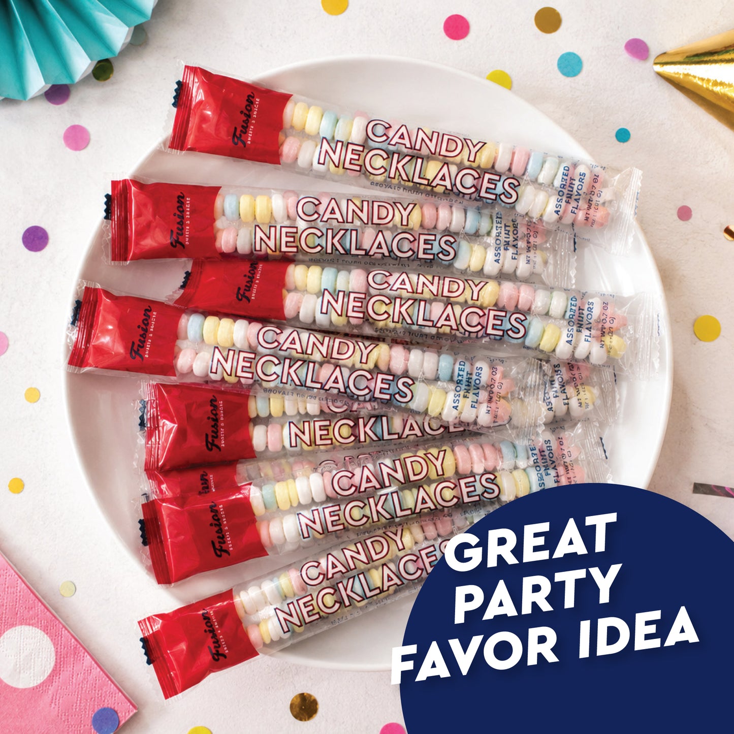 Candy Necklaces 36ct Individually Wrapped Assorted Fruit Flavors | Candy Jewelry for Kids Birthday Party Favor | Retro 80s 90s Bulk Bracelets Goodie Bag | Easter Halloween Valentine