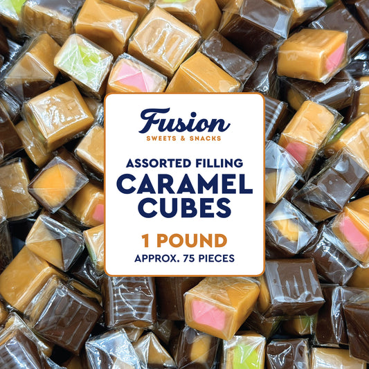 Caramel Candy Mix Assorted Filling – 1 Pound, Individually Wrapped Soft Sweets with Filled Centers – Chewy Caramels, Flavored Caramels – Perfect For Parties, Events, Candy Tables, & More
