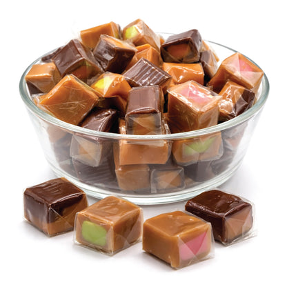 Caramel Candy Mix Assorted Filling – 1 Pound, Individually Wrapped Soft Sweets with Filled Centers – Chewy Caramels, Flavored Caramels – Perfect For Parties, Events, Candy Tables, & More