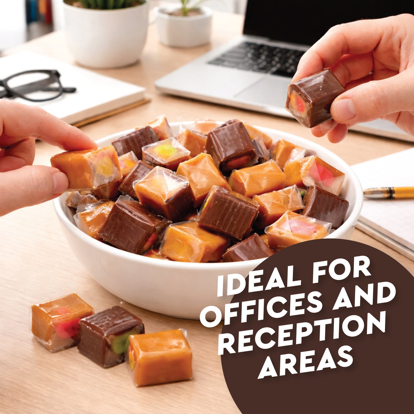 Caramel Candy Mix Assorted Filling – 1 Pound, Individually Wrapped Soft Sweets with Filled Centers – Chewy Caramels, Flavored Caramels – Perfect For Parties, Events, Candy Tables, & More