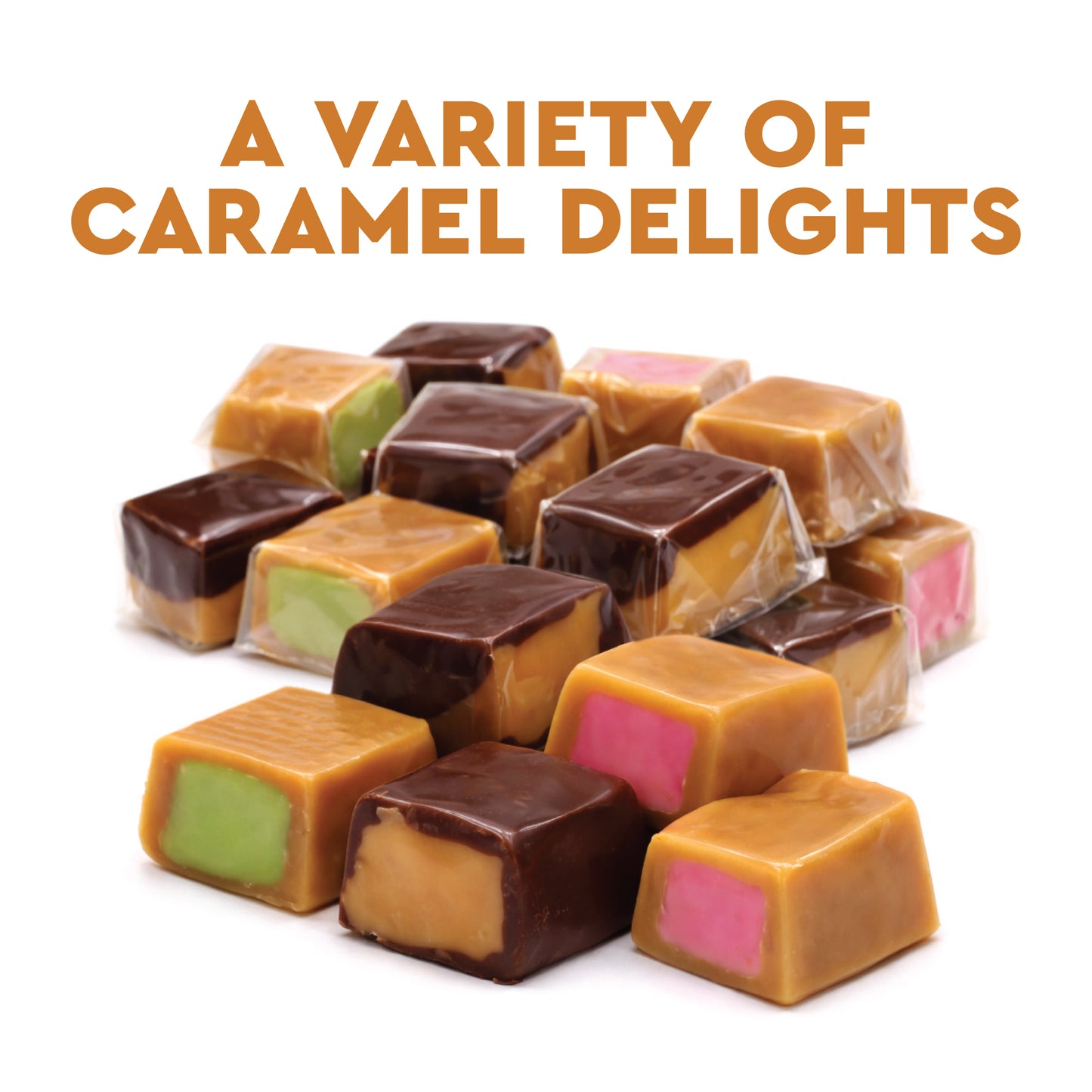 Caramel Candy Mix Assorted Filling – 1 Pound, Individually Wrapped Soft Sweets with Filled Centers – Chewy Caramels, Flavored Caramels – Perfect For Parties, Events, Candy Tables, & More
