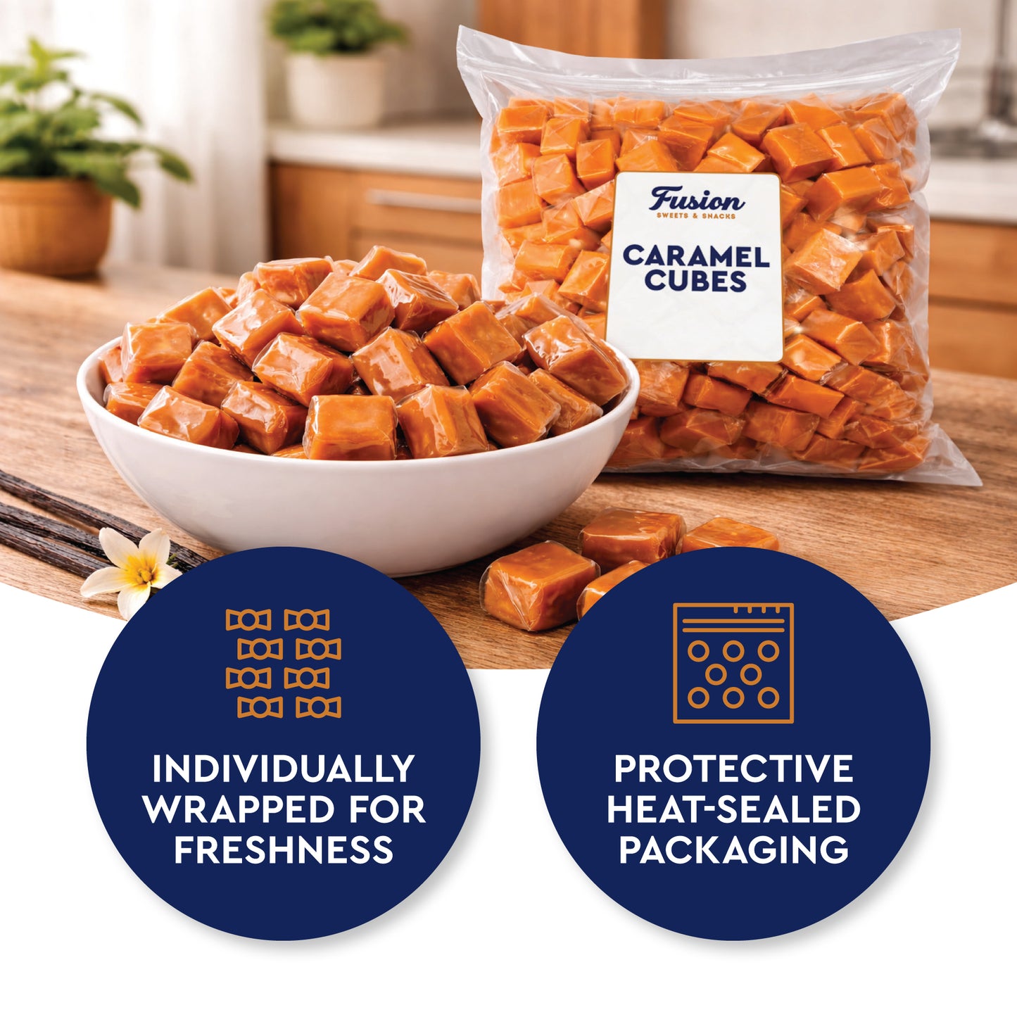 Caramel Cubes Candy Individually Wrapped - 1 Pound Bulk Bag - Caramel Candy Soft Classic Chewy Candy For All Holidays, And Any Occasion