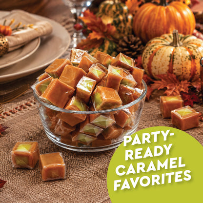 Caramel Cubes Candy Green Apple Filling - 1 Pound Bulk Bag -Individually Wrapped, Caramel Chews Soft Classic Chewy Candy, For all Holidays And Any Occasion. (Approx 75 Count)