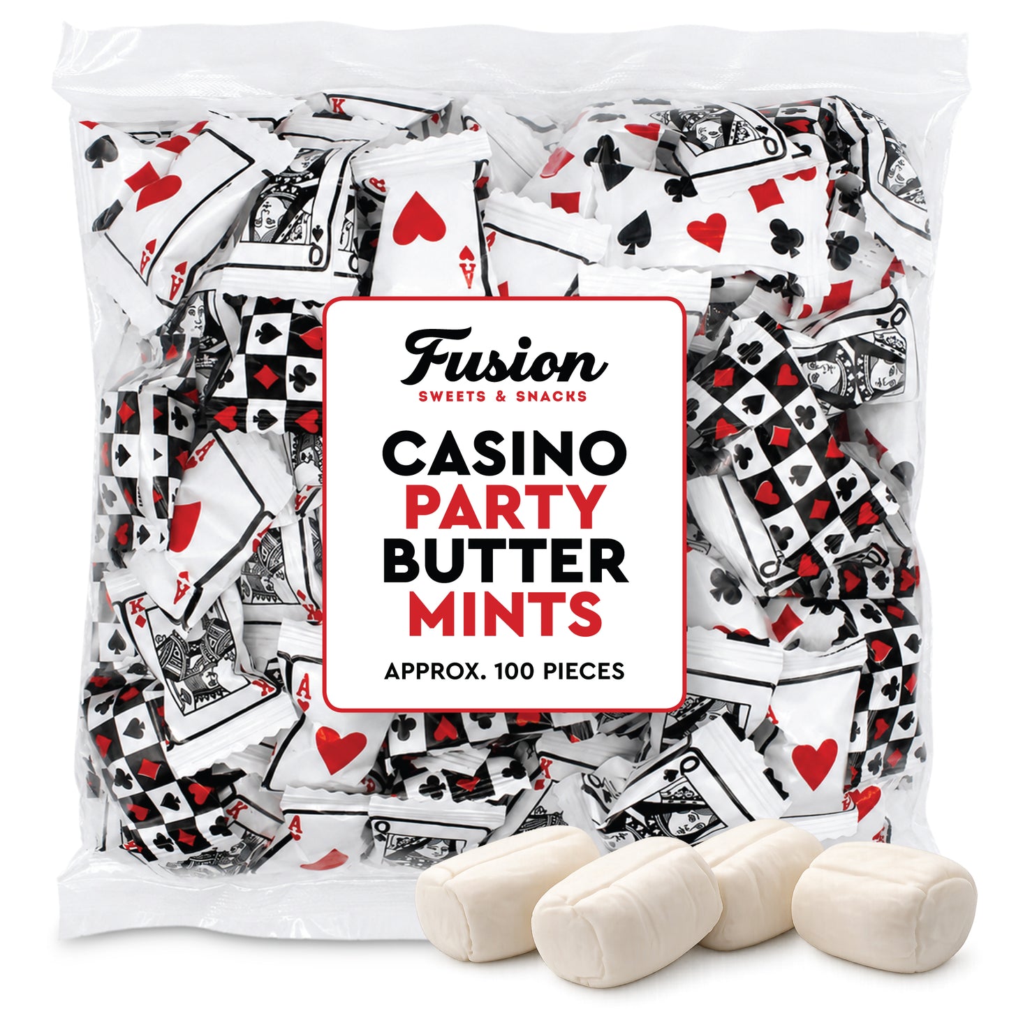 Casino Party Favors Buttermints Candy, 100 Pieces Individually Wrapped – Angel Mints, Vegas Party Favors, Dinner Mints Butter, Casino Candy | Kosher Certified, Card Game Buttermints