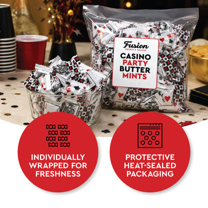 Casino Party Favors Buttermints Candy, 100 Pieces Individually Wrapped – Angel Mints, Vegas Party Favors, Dinner Mints Butter, Casino Candy | Kosher Certified, Card Game Buttermints