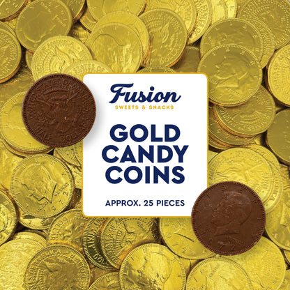 Gold Candy Coins, 25 Count | Smooth Chocolate Coins for Hanukkah & Pirate Party Favors | Premium, Kosher, Non-GMO Ingredients