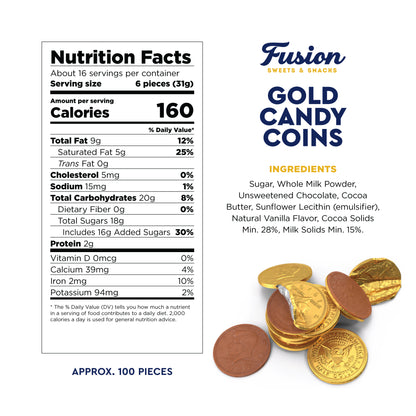 Gold Candy Coins, 100 Count | Gourmet Chocolate Coins for Hanukkah, Pirate Parties, Birthdays & Celebrations | Crafted from Premium Ingredients, Kosher, Non-GMO Certified
