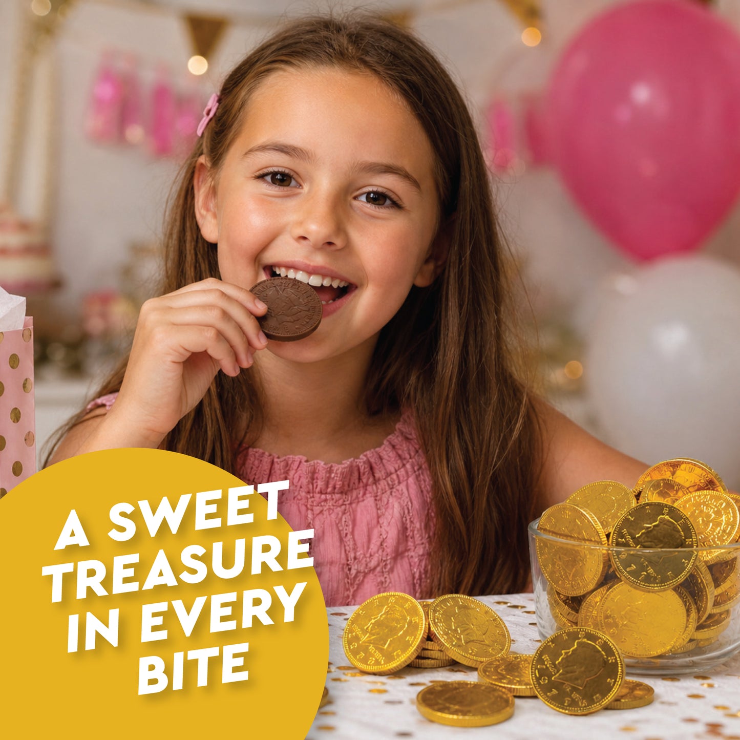 Gold Candy Coins, 25 Count | Smooth Chocolate Coins for Hanukkah & Pirate Party Favors | Premium, Kosher, Non-GMO Ingredients