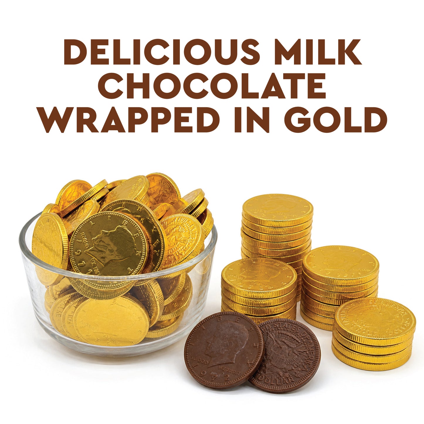 Gold Candy Coins, 100 Count | Gourmet Chocolate Coins for Hanukkah, Pirate Parties, Birthdays & Celebrations | Crafted from Premium Ingredients, Kosher, Non-GMO Certified
