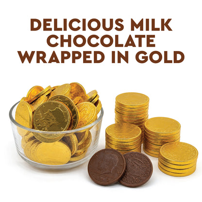 Gold Candy Coins, 25 Count | Smooth Chocolate Coins for Hanukkah & Pirate Party Favors | Premium, Kosher, Non-GMO Ingredients