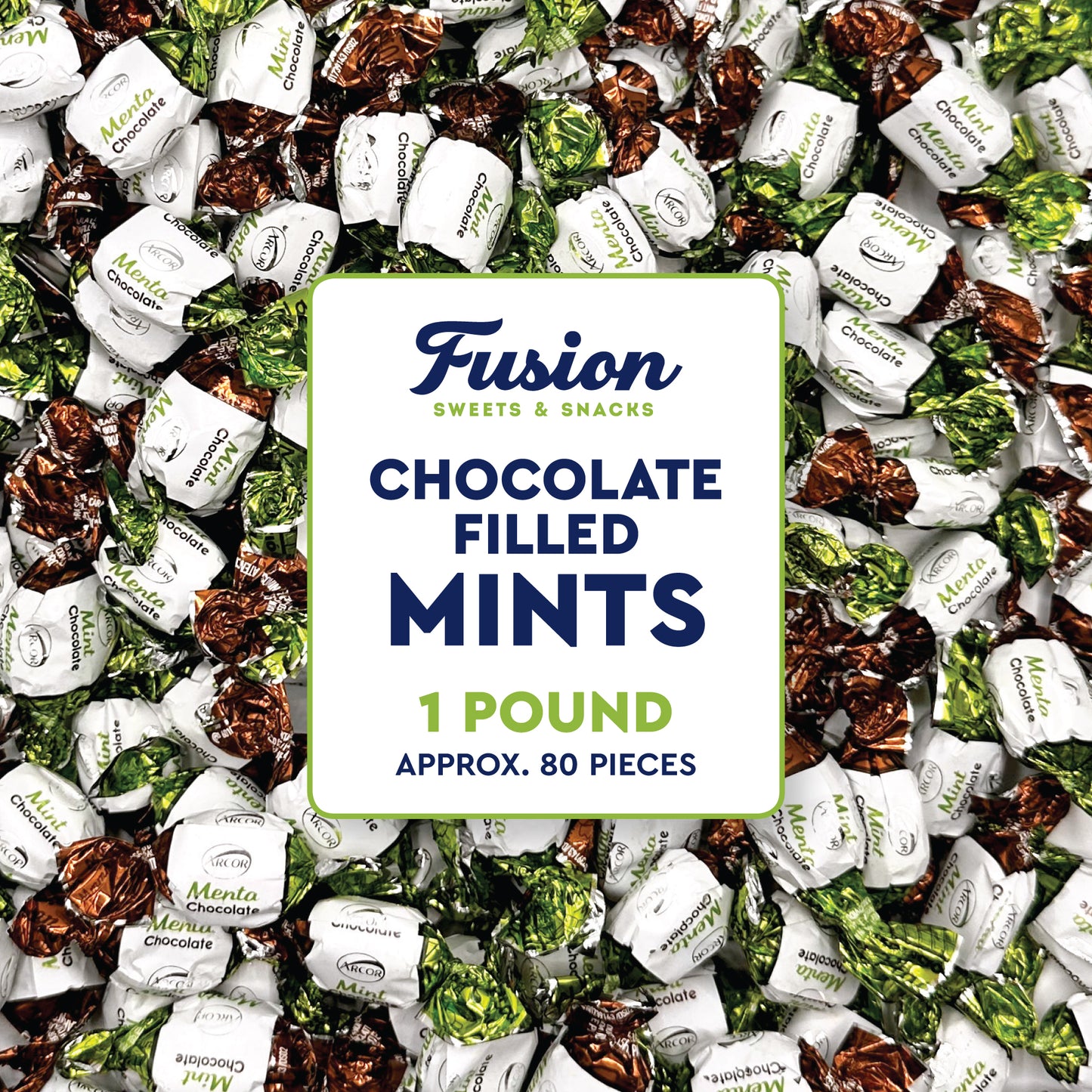Chocolate Filled Candy - 1 Pound Bulk Bag - Arcor Chocolate Mints Hard Candy, Approx 80 Pieces, Naturally Flavored Treats