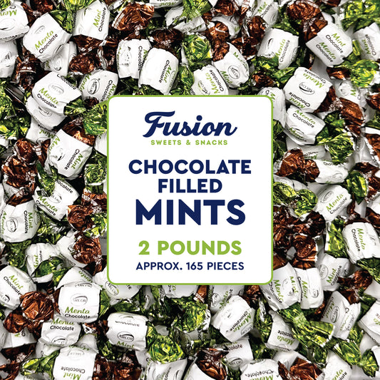 Arcor Chocolate Filled Mints Hard Candy, 2 Pound Bag, Individually Wrapped | Naturally Flavored Chocolate Mint Filling, Hard Candy Shell, Approx 165 Pieces, Bulk Bag Great For Snacking, Sharing, Gifting