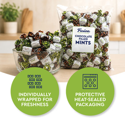Chocolate Filled Candy - 1 Pound Bulk Bag - Arcor Chocolate Mints Hard Candy, Approx 80 Pieces, Naturally Flavored Treats