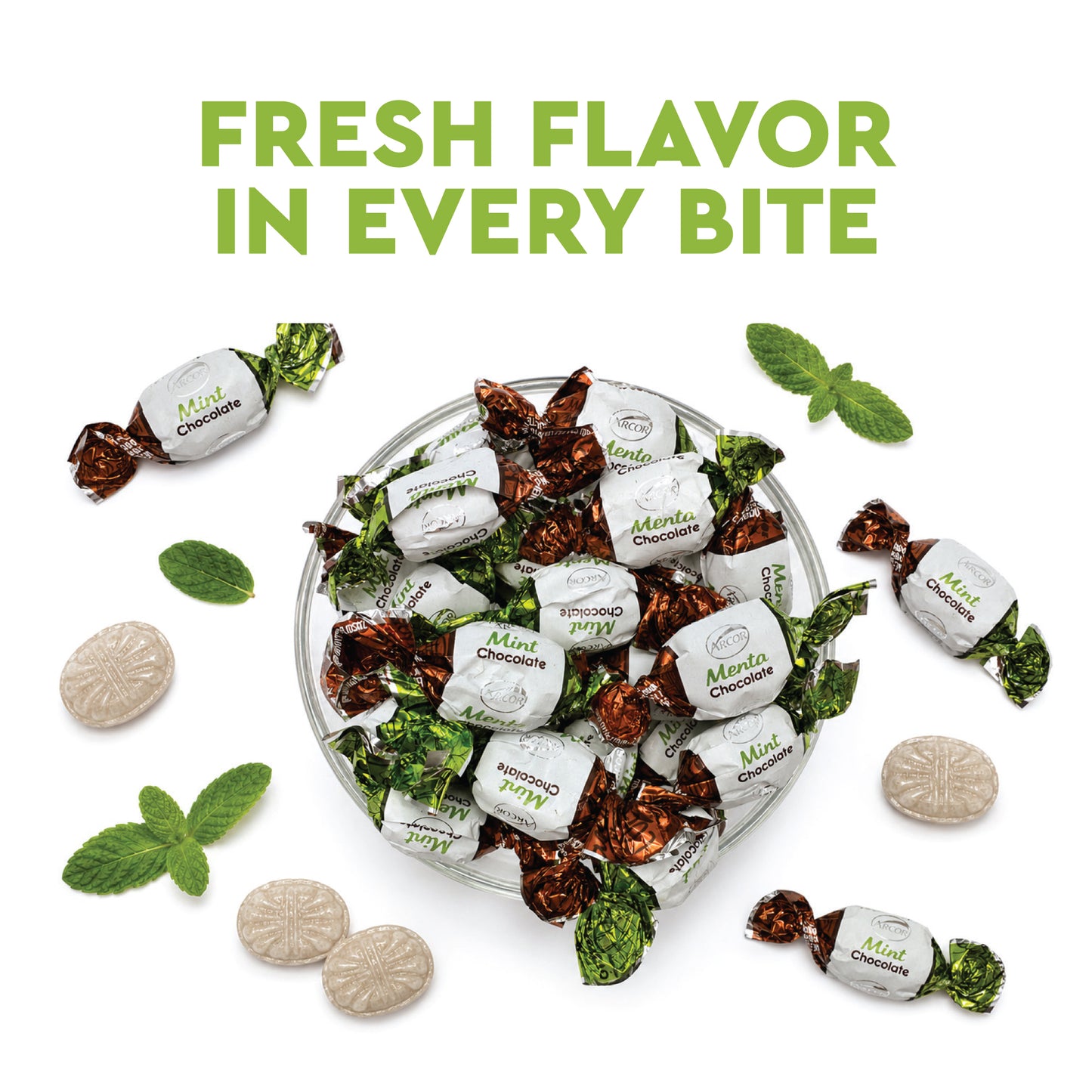 Chocolate Filled Candy - 1 Pound Bulk Bag - Arcor Chocolate Mints Hard Candy, Approx 80 Pieces, Naturally Flavored Treats