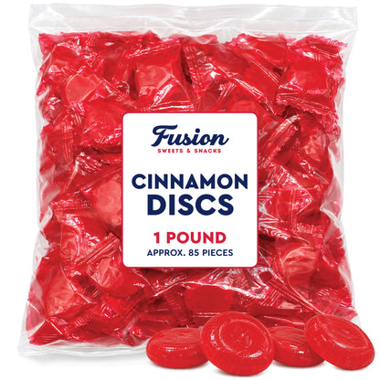 Cinnamon Discs Hard Candy, 1 Pound Bag, Cinnamon Candy Individually Wrapped | Hot Red Cinnamon Fire Candy in Bulk - Perfect for Snacking, Candy Bowls, Parties & Gifting Any Time of Year