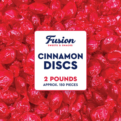 Cinnamon Discs Hard Candy - Bulk 2 Pounds Individually Wrapped Red Cinnamon Candy Disks