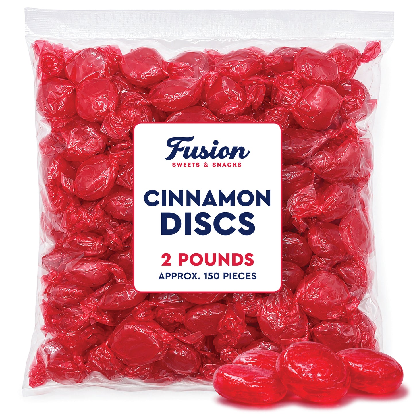 Cinnamon Discs Hard Candy - Bulk 2 Pounds Individually Wrapped Red Cinnamon Candy Disks