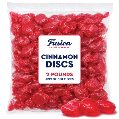 Cinnamon Discs Hard Candy - Bulk 2 Pounds Individually Wrapped Red Cinnamon Candy Disks