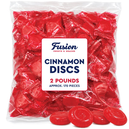 Cinnamon Discs Hard Candy, 2 Pound Bag, Cinnamon Candy Individually Wrapped | Hot Red Cinnamon Fire Candy in Bulk - Perfect for Snacking, Candy Bowls, Parties & Gifting Any Time of Year