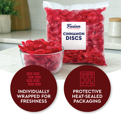 Cinnamon Discs Hard Candy - Bulk 2 Pounds Individually Wrapped Red Cinnamon Candy Disks