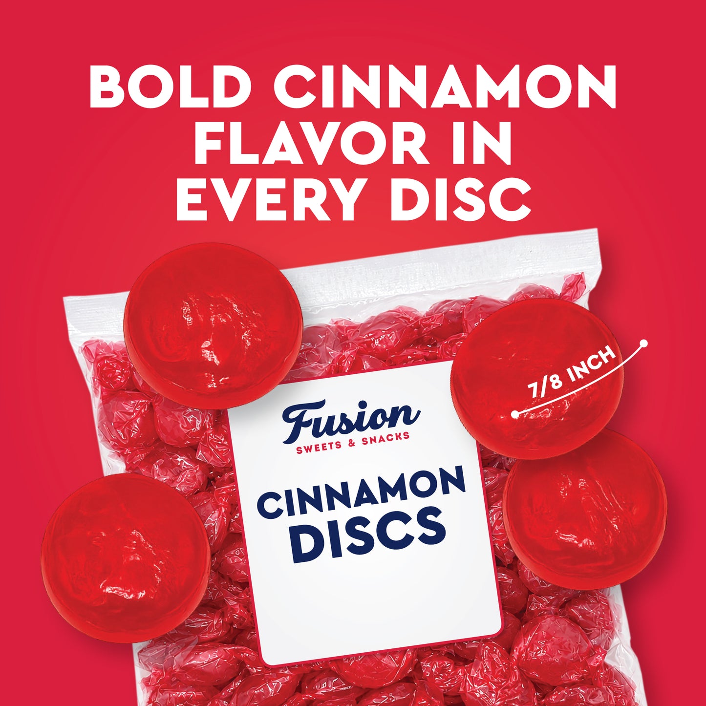 Cinnamon Discs Hard Candy - Bulk 2 Pounds Individually Wrapped Red Cinnamon Candy Disks