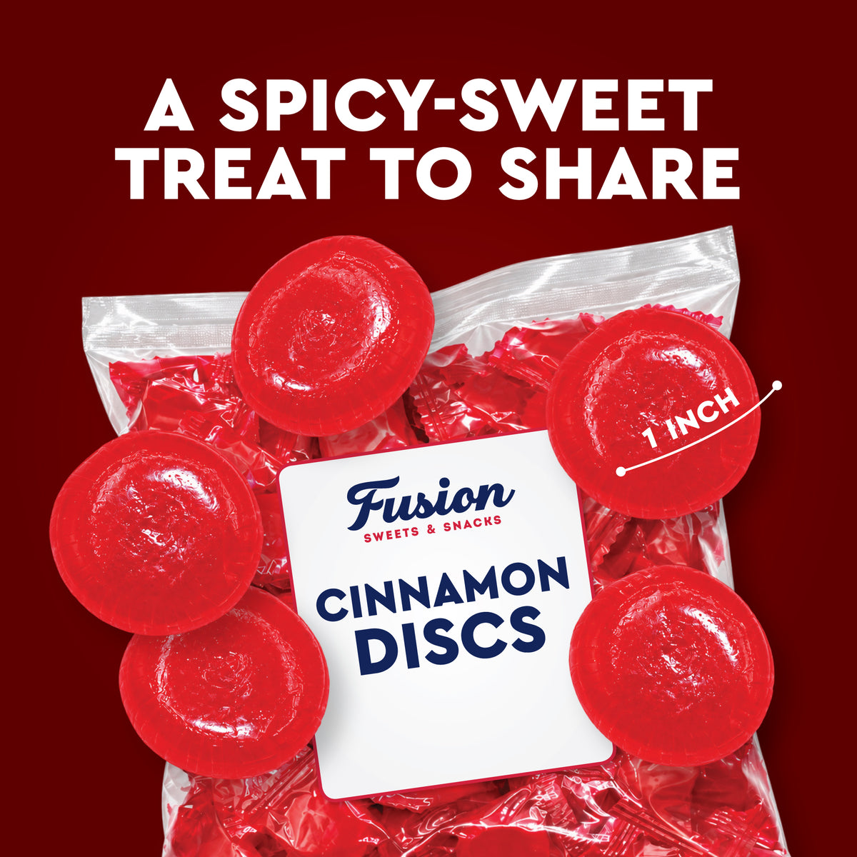 Cinnamon Discs Hard Candy, 2 Pound Bag, Cinnamon Candy Individually Wrapped | Hot Red Cinnamon Fire Candy in Bulk - Perfect for Snacking, Candy Bowls, Parties & Gifting Any Time of Year