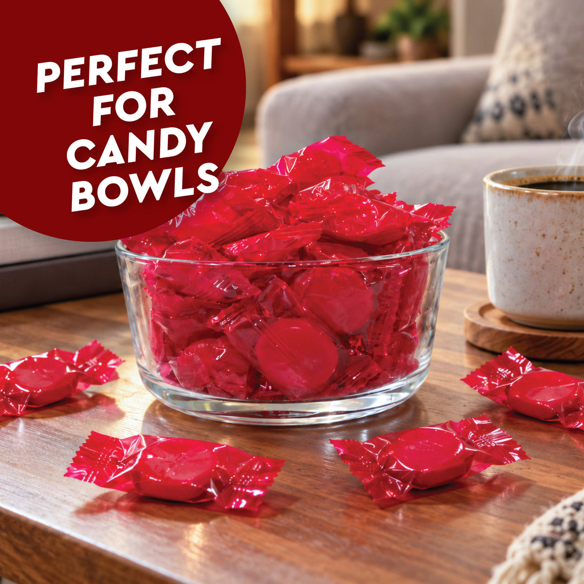 Cinnamon Discs Hard Candy, 1 Pound Bag, Cinnamon Candy Individually Wrapped | Hot Red Cinnamon Fire Candy in Bulk - Perfect for Snacking, Candy Bowls, Parties & Gifting Any Time of Year