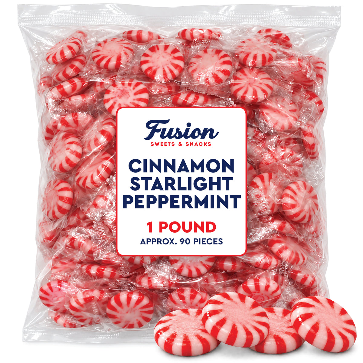 Cinnamon Peppermint Starlights, 1 Pound, Individually Wrapped Hard Candy | Cinnamon Peppermint Candy with Cool Peppermint Flavor & a Warm Cinnamon Kick