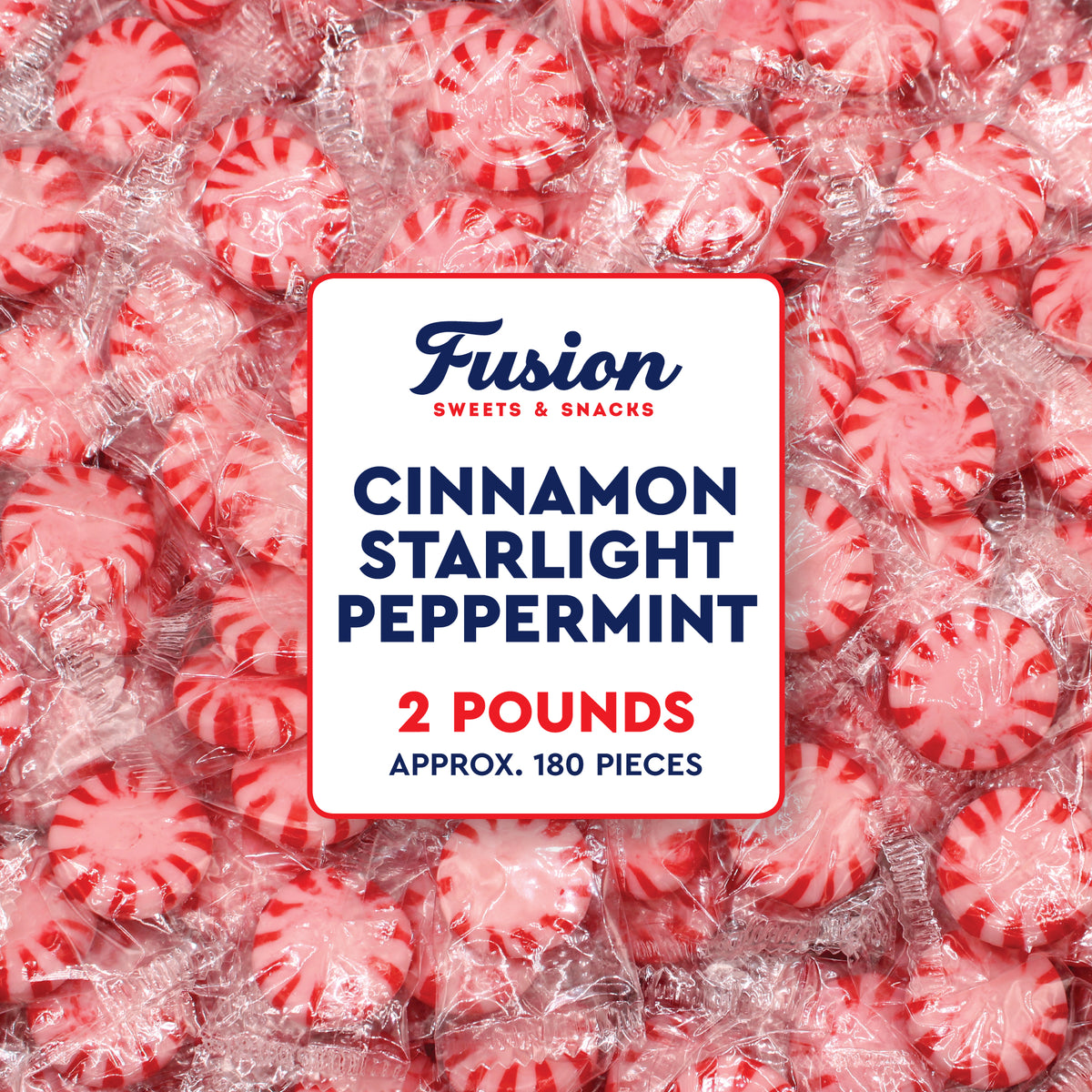Cinnamon Peppermint Starlights, 2 Pounds, Individually Wrapped Hard Candy | Cinnamon Peppermint Candy with Cool Peppermint Flavor & a Warm Cinnamon Kick